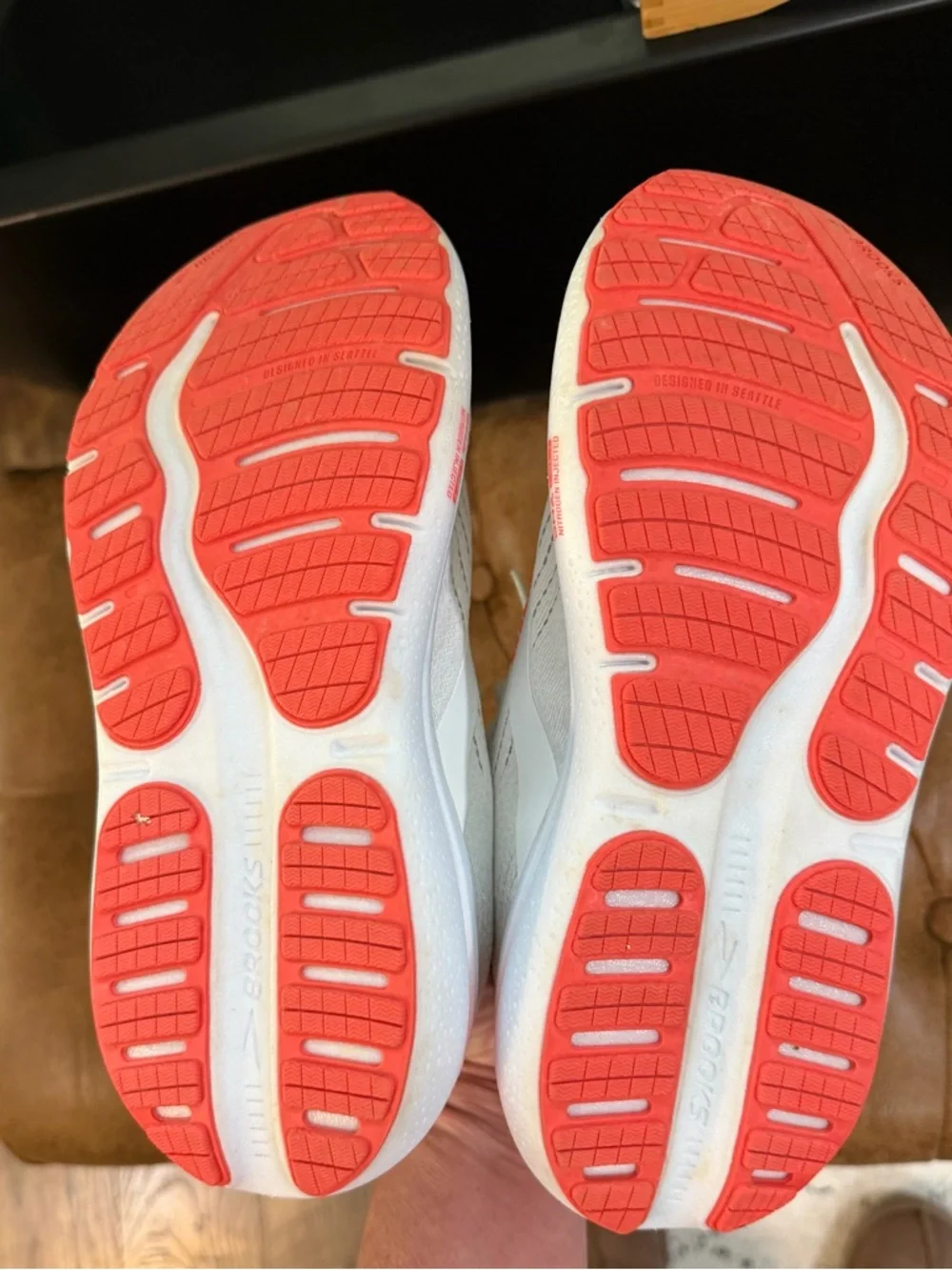 Brooks Ghost 2 Max White Running Shoes with Coral Accents - Picture 6 of 7